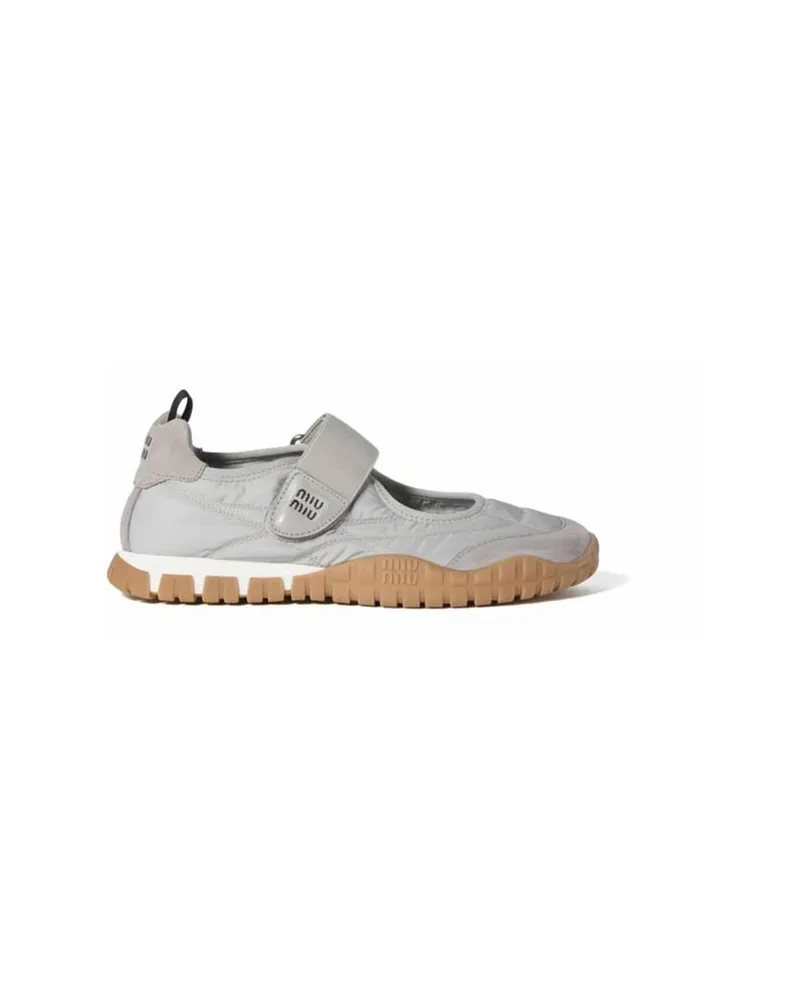 Miu Miu Damen Ballerinas mit Leder Grau