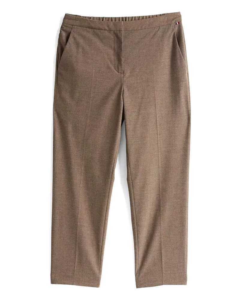 Tommy Hilfiger Damen Hose FLANNEL SLIM STRAIGHT PANT Slim Fit Grün