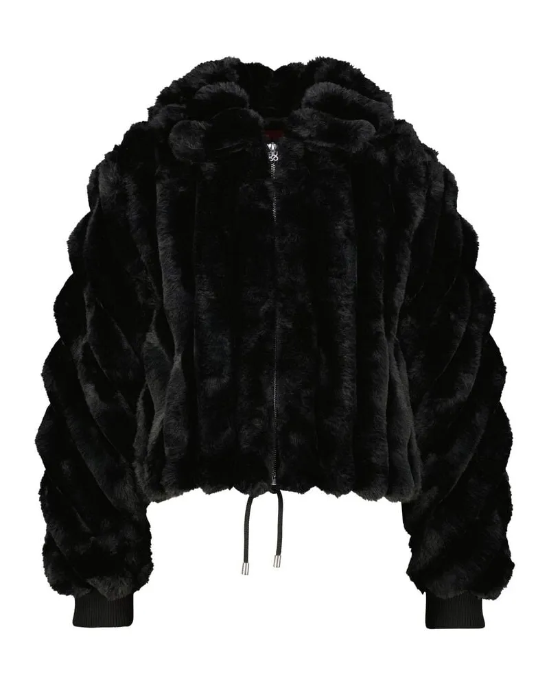 HUGO BOSS Damen Jacke aus Kunstfell Schwarz