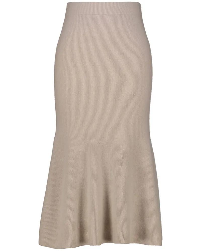 Akris Damen Strickrock mit Kaschmir JUPE Offwhite