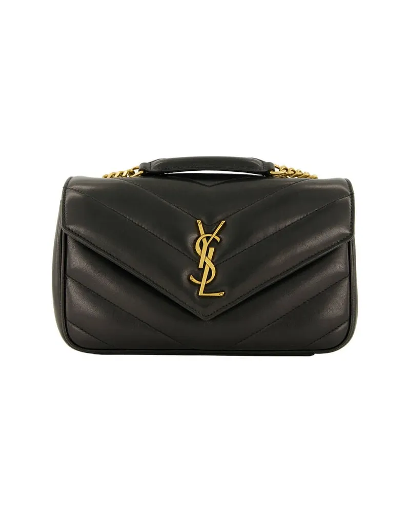 Saint Laurent Damen Umhängetasche aus Lammleder LOULOU SMALL MATELASSE Schwarz