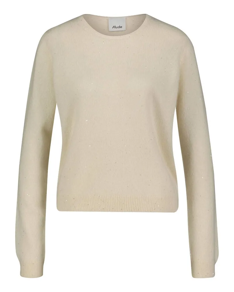 ALLUDE Damen Strickpullover aus Kaschmir und Seide Offwhite