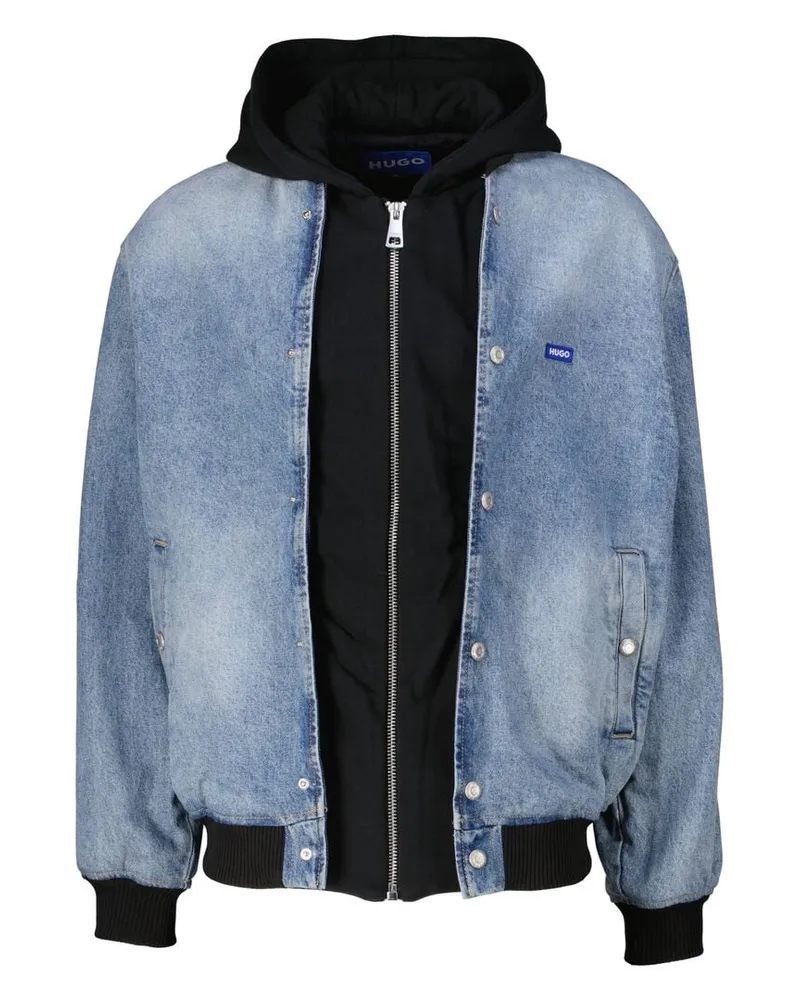 HUGO BOSS Herren Jeansjacke mit Kapuze ENJO Türkis