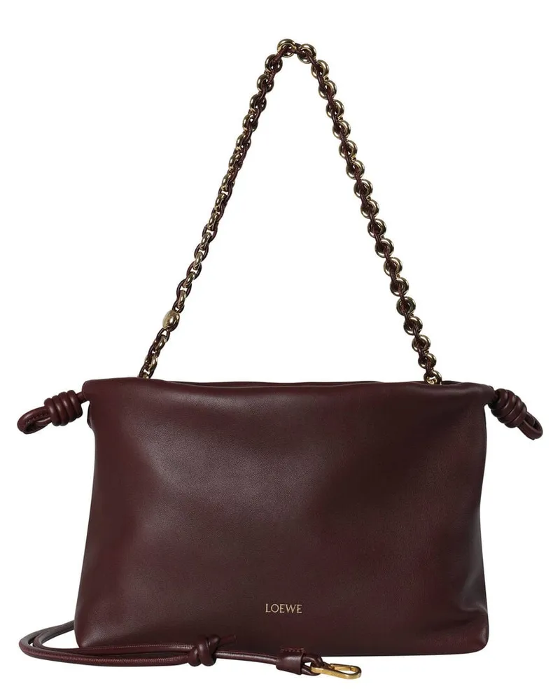 Loewe Damen Schultertasche aus Lammleder FLAMENCO PURSE Bordeaux
