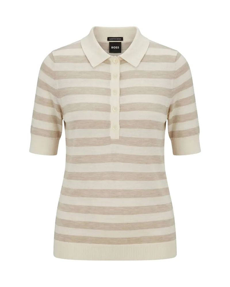 HUGO BOSS Damen Kurzarm-Pullover aus Wolle Braun