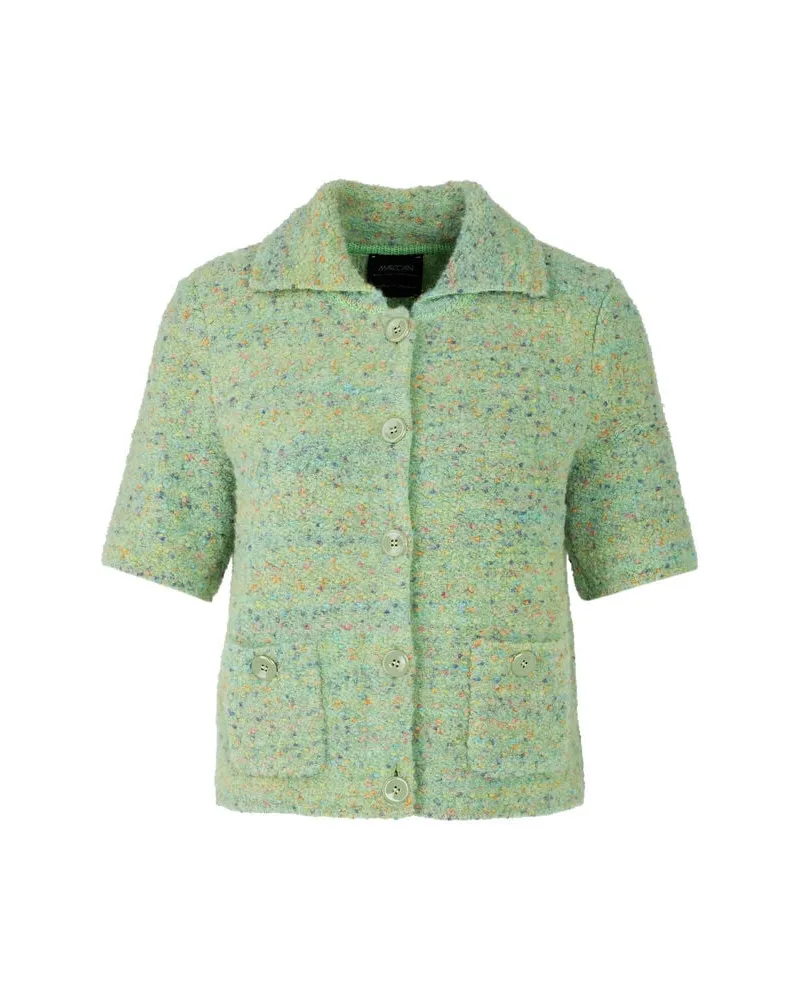 Marc Cain Damen Strickjacke mit Wolle, Baumwolle und Alpaka Pistazie