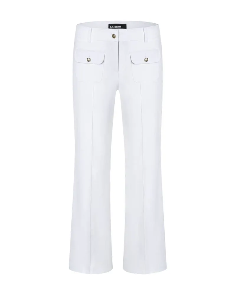 Cambio Damen Stoffhose Flared Fit Weiss