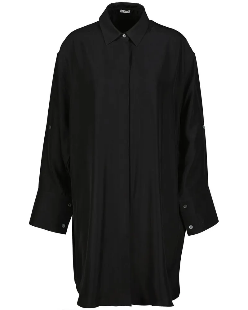 Loewe Damen Blusenkleid aus Seide Schwarz