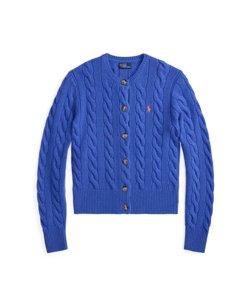 Ralph Lauren Damen Strickjacke aus Wolle und Kaschmir Blau