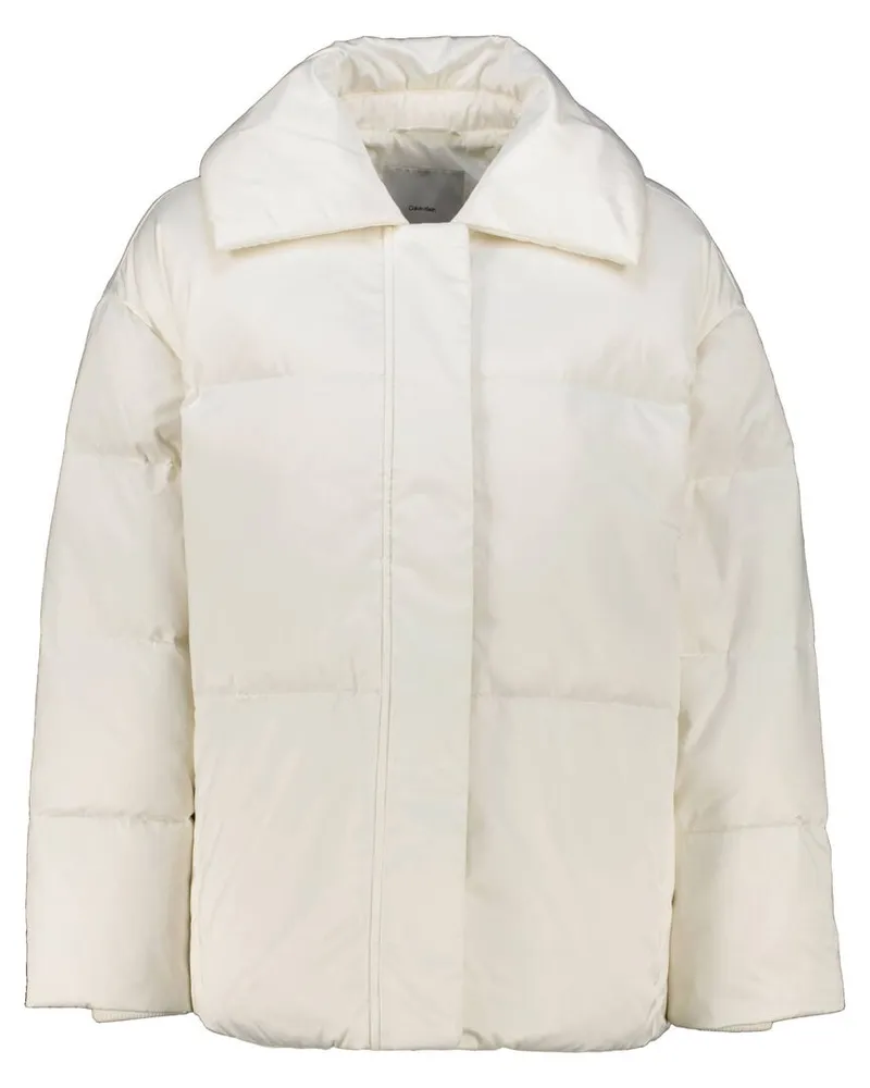 Calvin Klein Damen Daunensteppjacke Oversized Fit Weiss