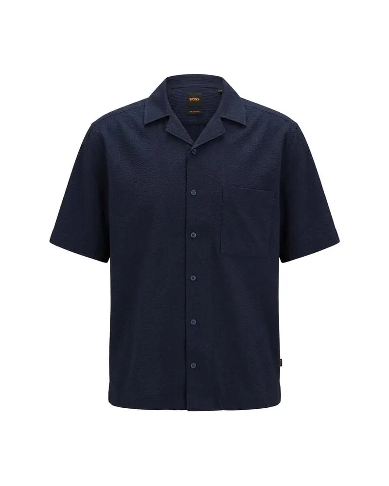 HUGO BOSS Herren Freizeithemd LAPISY_M Relaxed Fit Navy