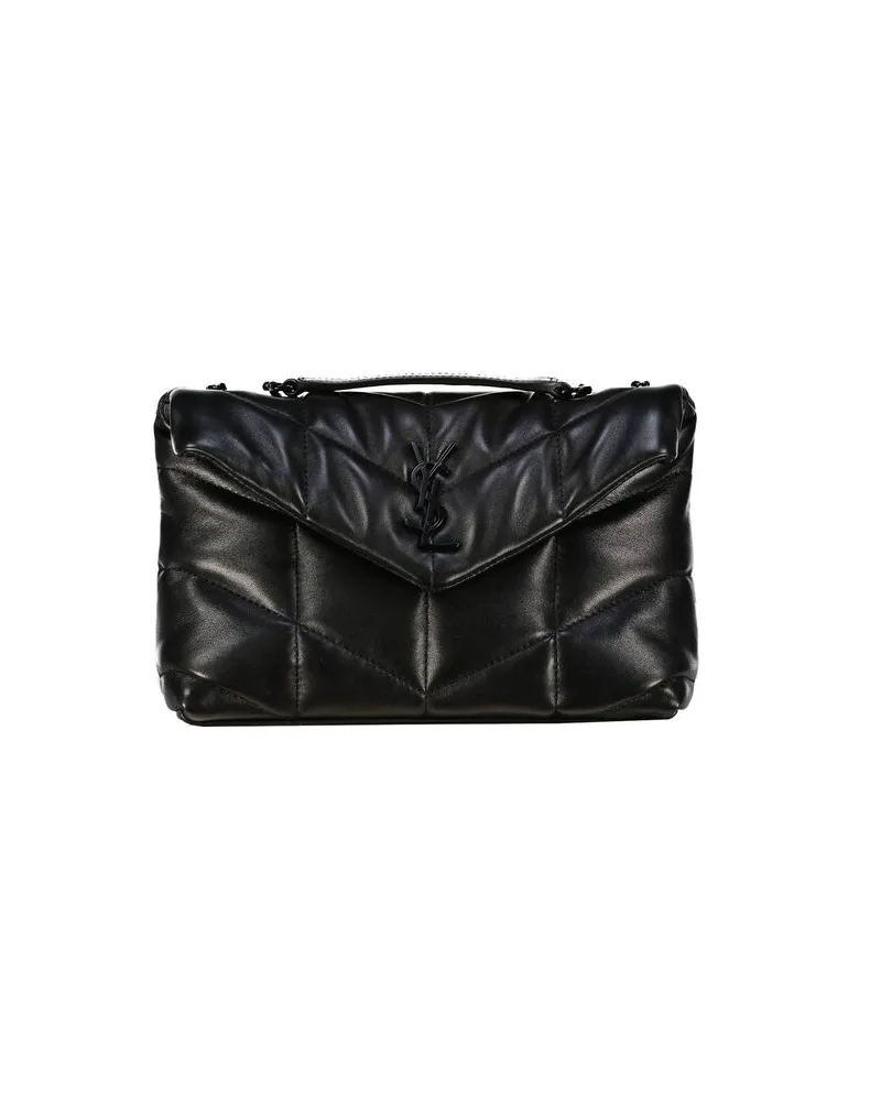 Saint Laurent Damen Schultertasche LOULOU PUFFER MINI Schwarz