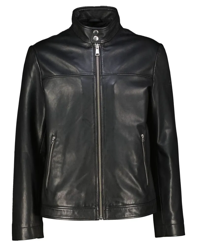 Marc O'Polo Herren Lederjacke aus Lammleder Regular Fit Schwarz