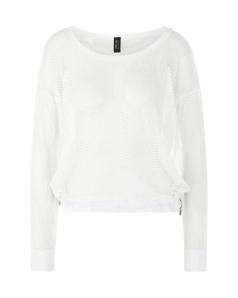 Marc Cain Damen Langarmshirt in Netz-Optik Weiss