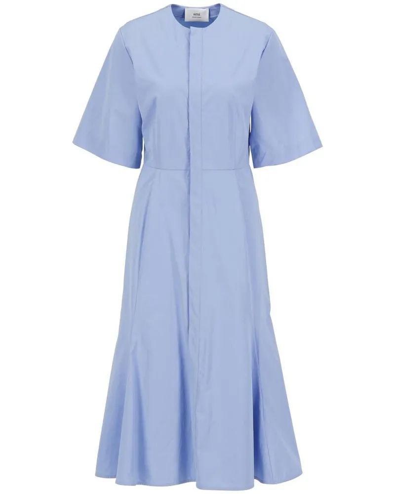 AMI Paris Damen Blusenkleid Kurzarm Bleu