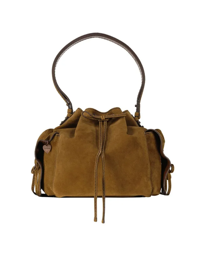 Acne Studios Damen Beuteltasche aus Kalbleder MULTIPOCKET DARWSTRING SUEDE Camel