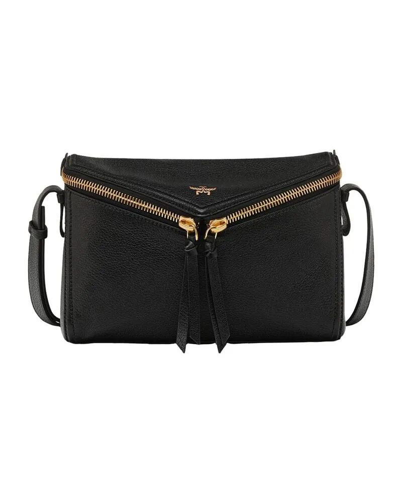 MCM Damen Schultertasche DIAMANT 3D aus Ziegenleder Schwarz