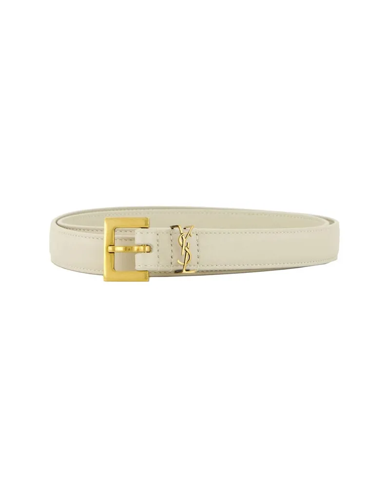 Saint Laurent Damen Gürtel aus Kalbsleder Offwhite