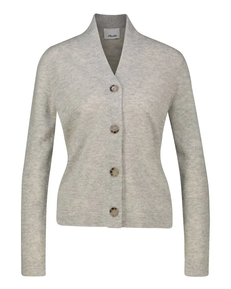 ALLUDE Damen Strickjacke aus Kaschmir und Wolle Grau