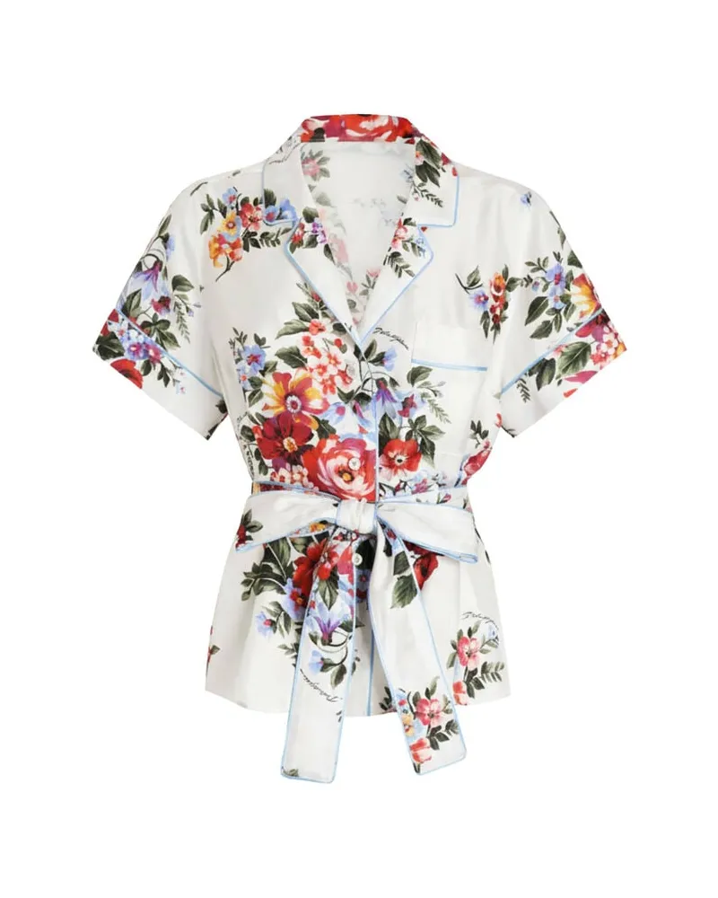 Dolce & Gabbana Damen Seidenbluse Offwhite