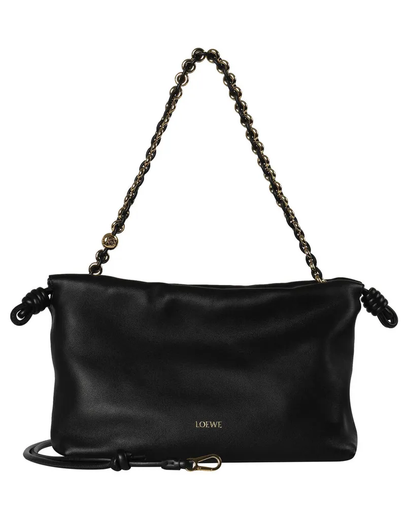 Loewe Damen Schultertasche aus Lammleder FLAMENCO PURSE Schwarz