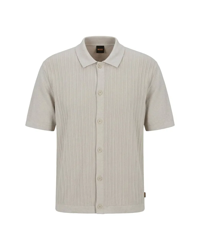 HUGO BOSS Herren Strickhemd AMICINO Offwhite