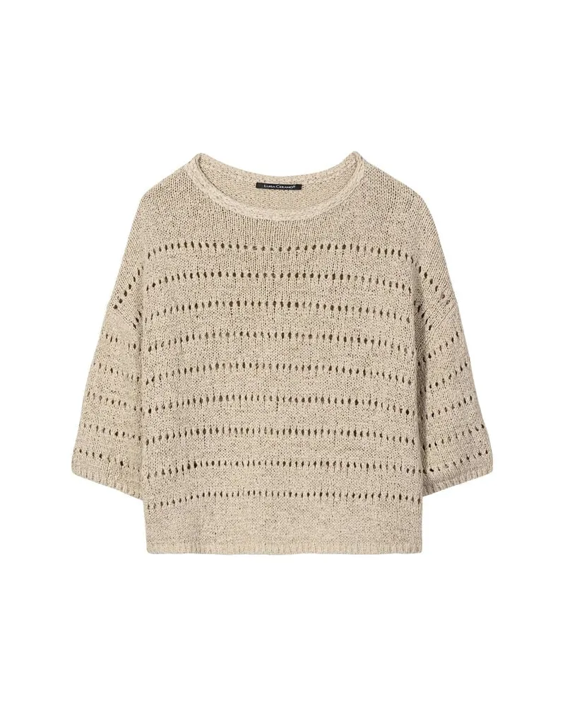 Luisa Cerano Damen Pullover mit Ajour-Muster Sand