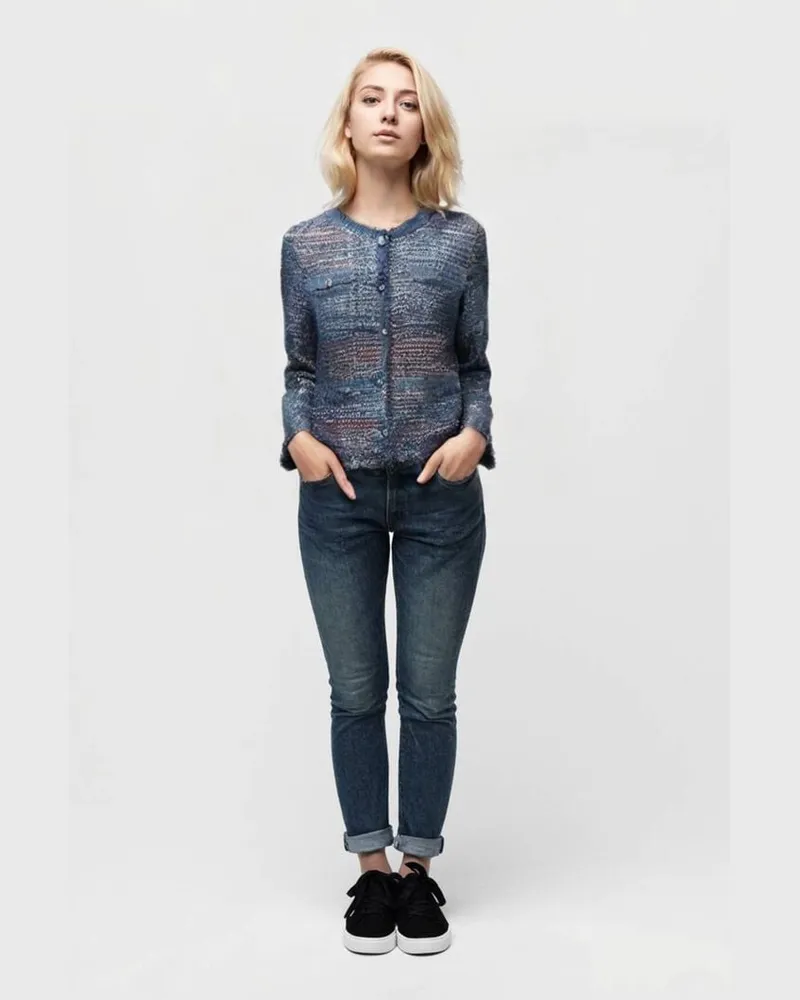 Veronica Beard Damen Blazer SARIYAH KNIT JACKET Relaxed Cropped Fit aus italienischem Tweed-Strick Braun