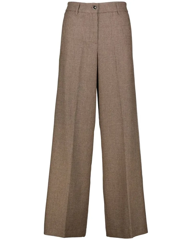 nine:inthe:morning Damen Soffhose aus Wolle-Seide-Kaschmir ASTRID Wide Leg Braun