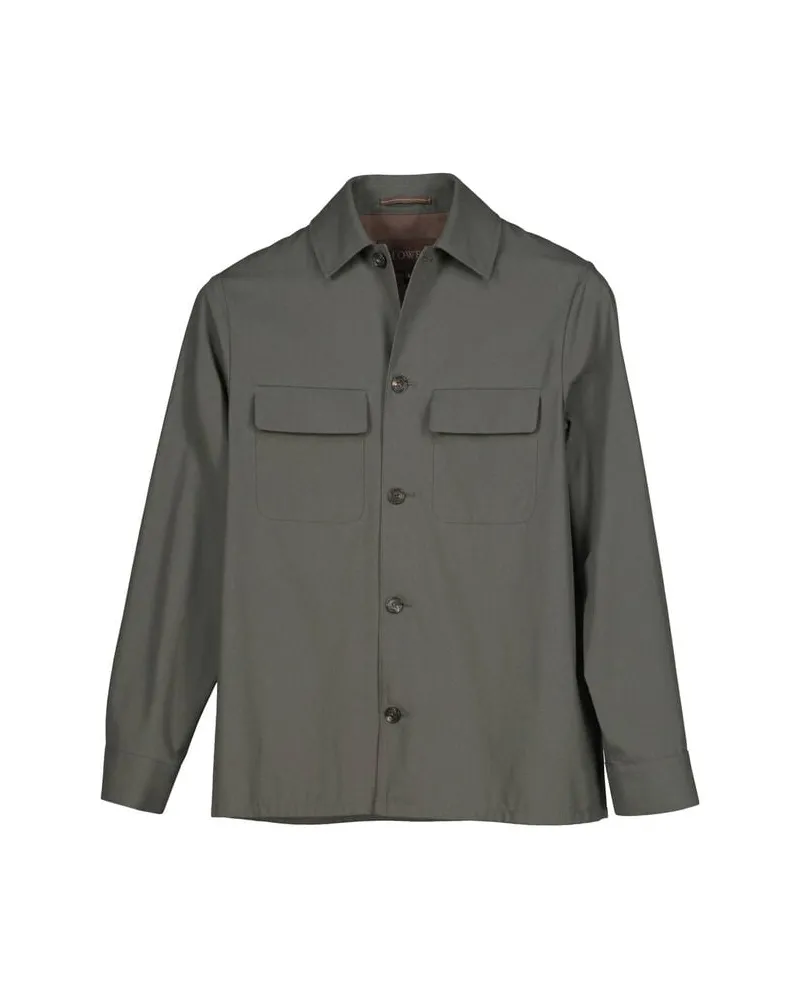 Incotex Herren Overshirt aus Baumwolle Oliv