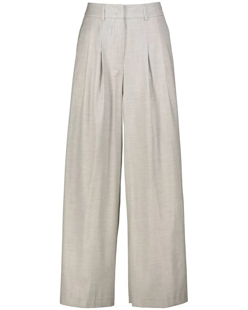 Peserico Damen Bundfaltenhose aus Viskose-Wolle-Mix Wide Fit Grau
