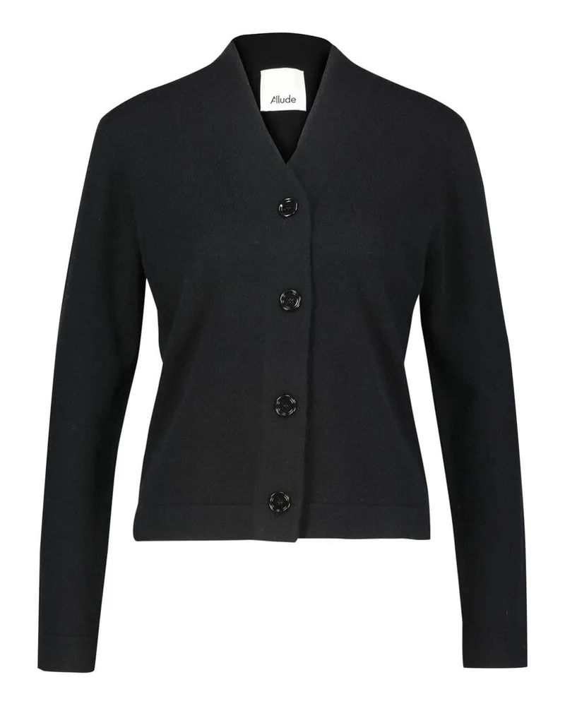 ALLUDE Damen Strickjacke aus Wolle und Kaschmir Schwarz