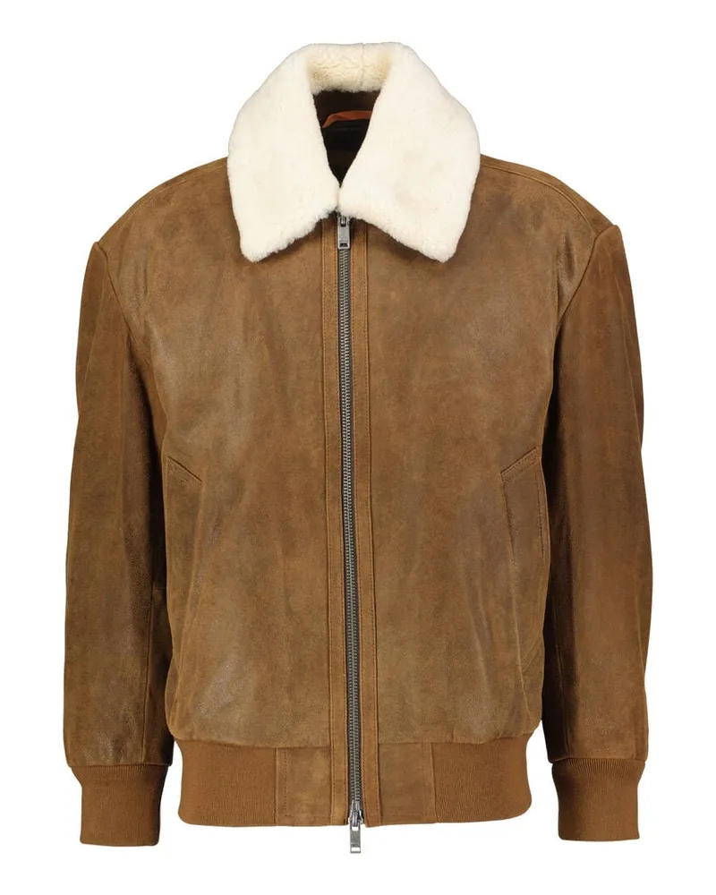 HUGO BOSS Herren Lederblouson JONIER Braun