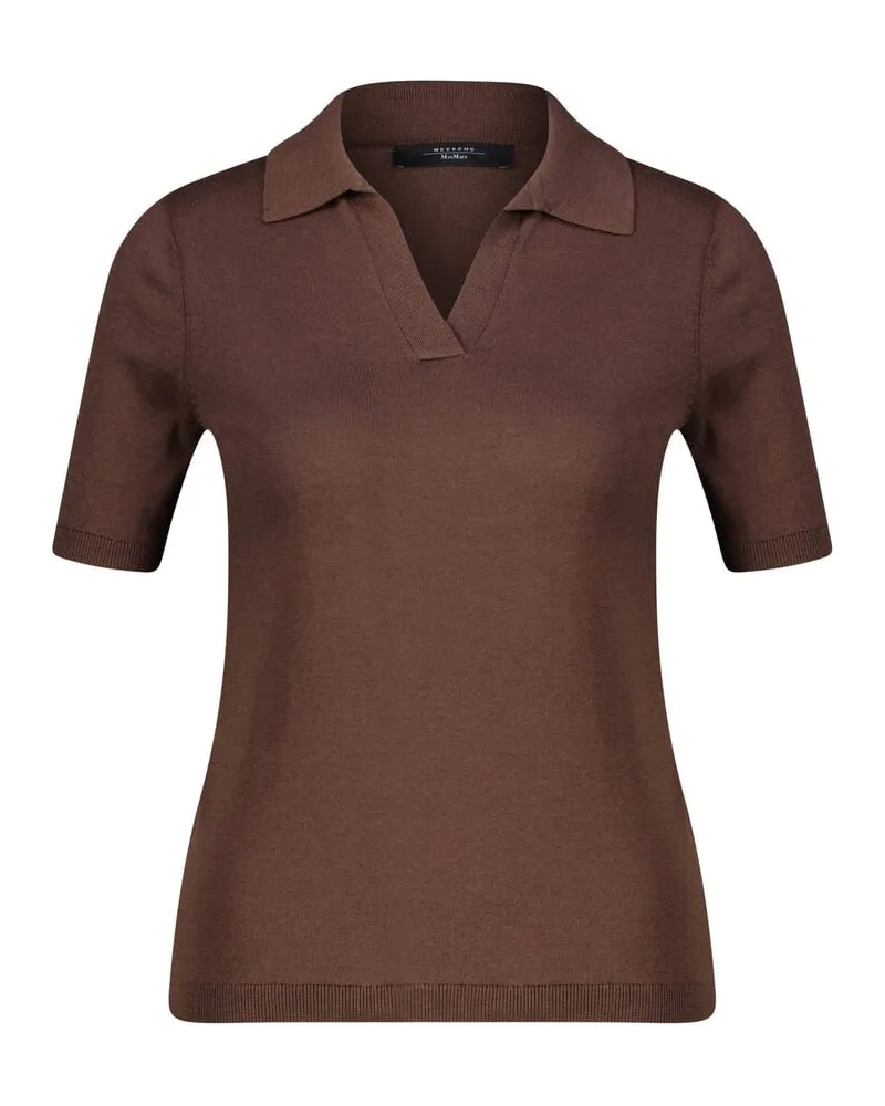 Max Mara Damen Poloshirt mit Seide RONCOLO Braun