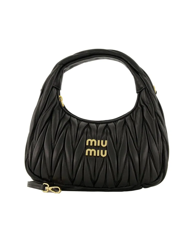 Miu Miu Damen Handtasche aus Nappaleder WANDER HOBO Schwarz