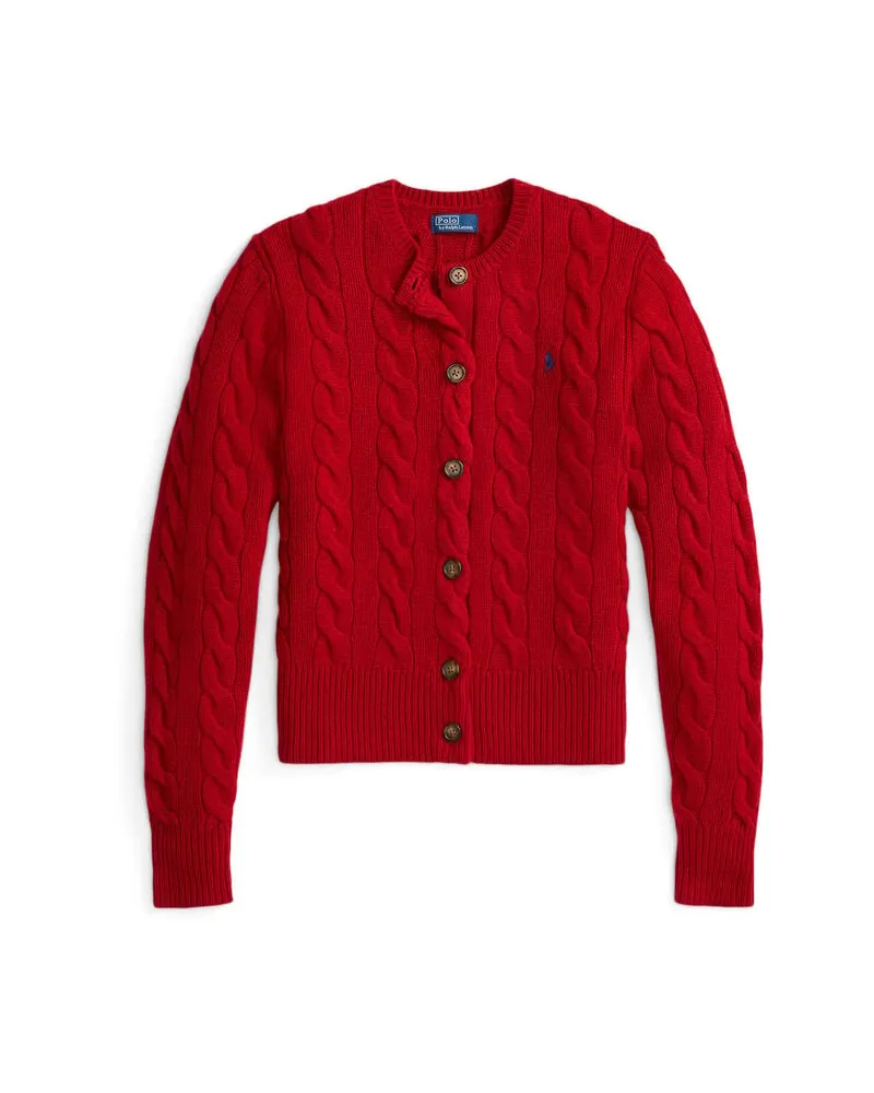 Ralph Lauren Damen Strickjacke aus Wolle und Kaschmir Cherryred