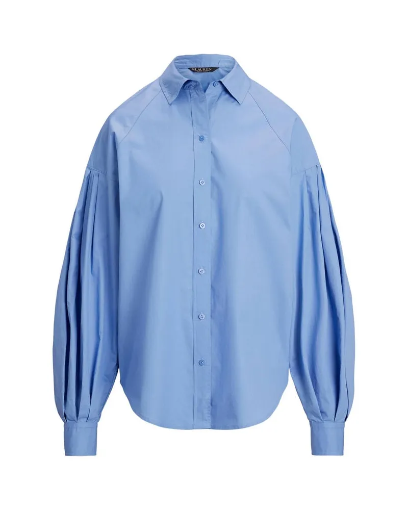 Ralph Lauren Damen Bluse aus Popeline mit Blousonärmeln Blau
