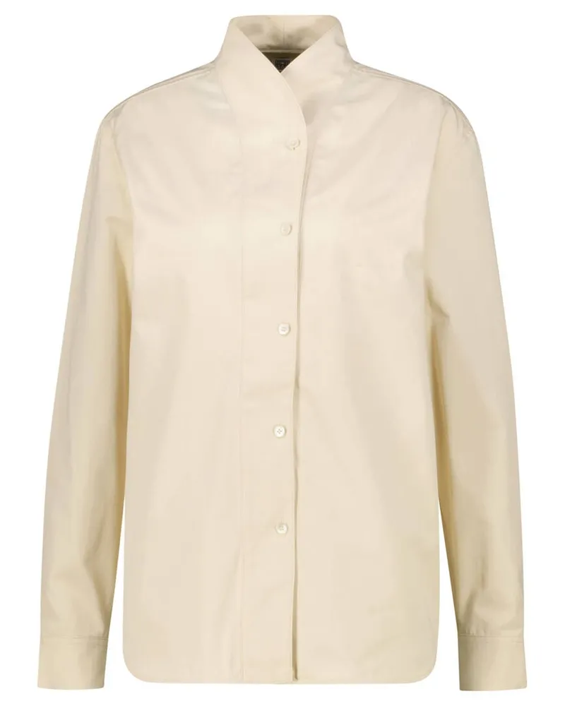 Totême Damen Bluse OVERLAY Regular Fit Offwhite