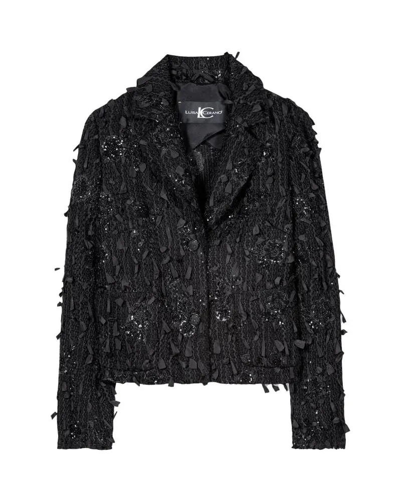 Luisa Cerano Damen Blazer aus Tweed mit Perlen Schwarz