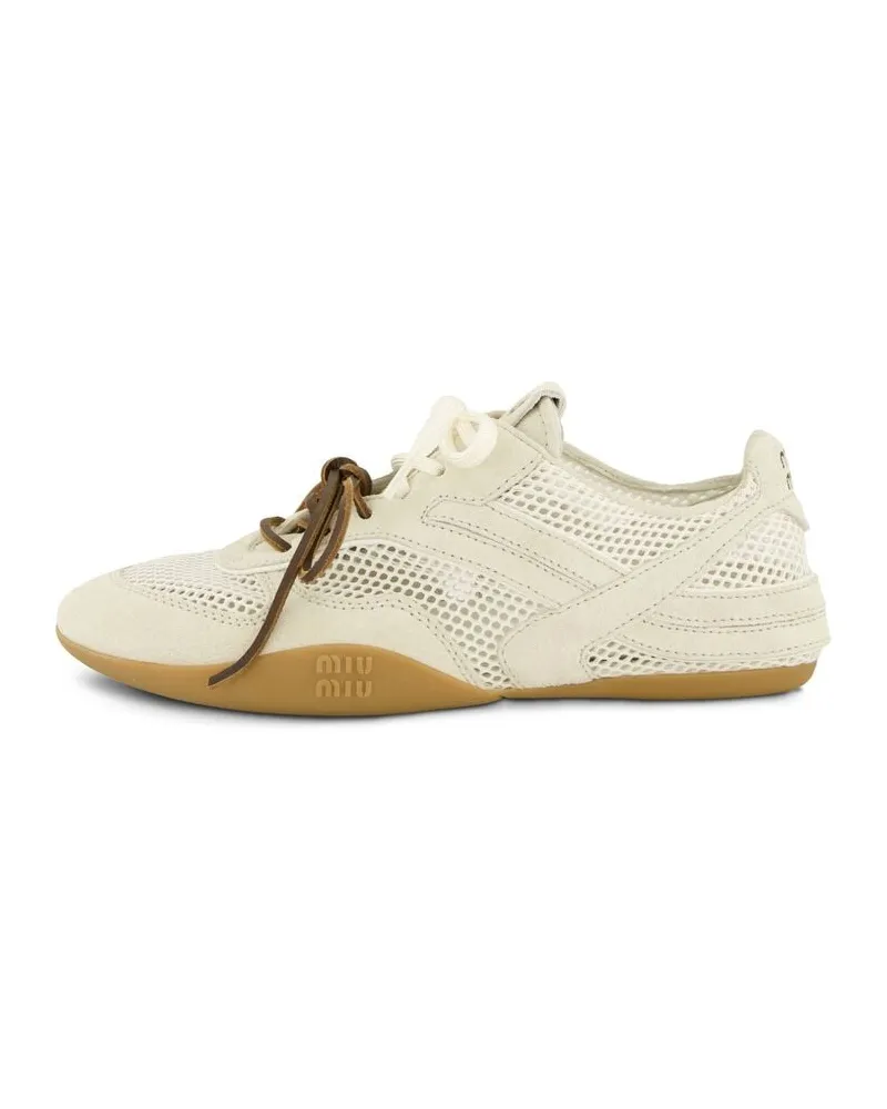 Miu Miu Damen Sneaker mit Leder Weiss