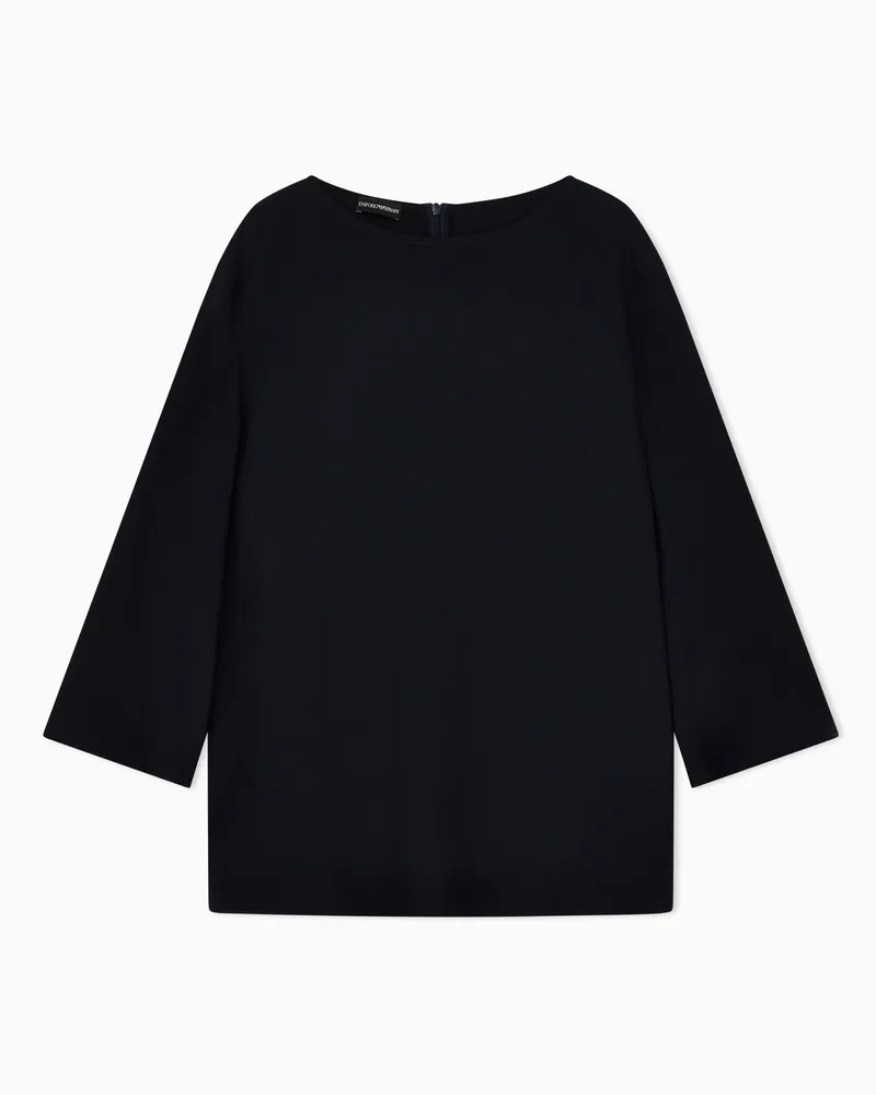 Emporio Armani Bluse aus Envers-Satin mit Dreiviertelärmeln Essential Blau