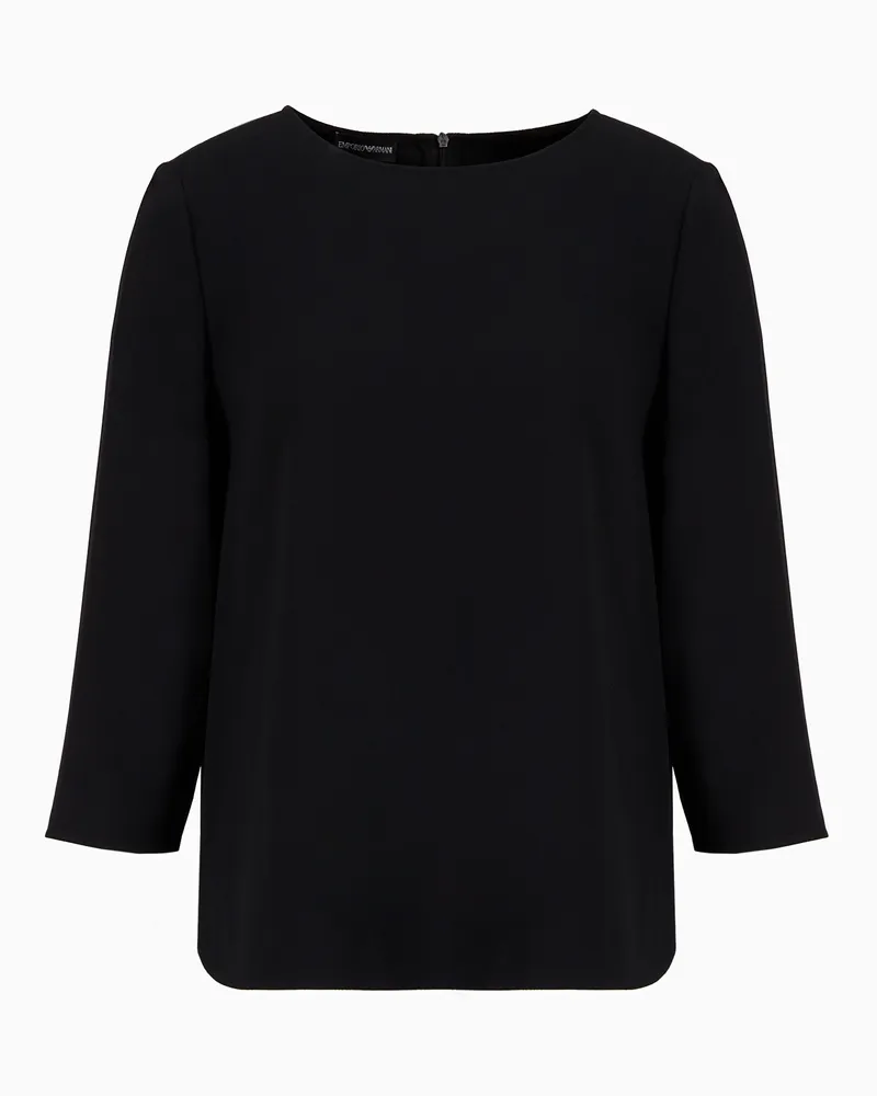 Emporio Armani Bluse aus Envers-Satin mit Dreiviertelärmeln Schwarz