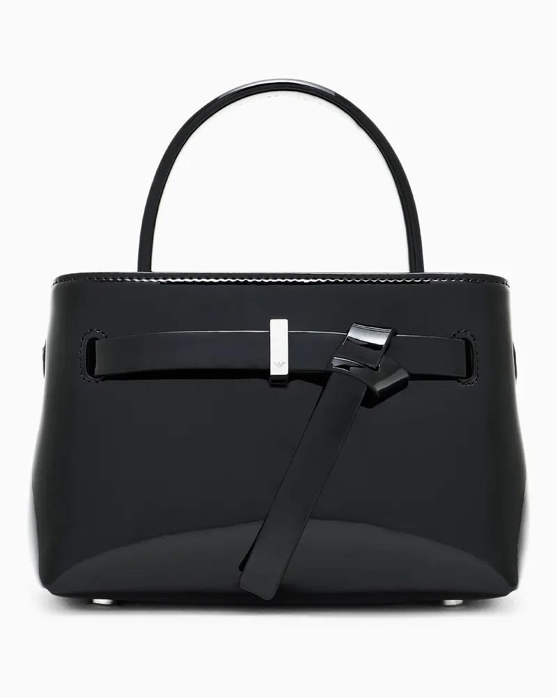 Emporio Armani Minitasche in Lackoptik mit Knotendetail Schwarz