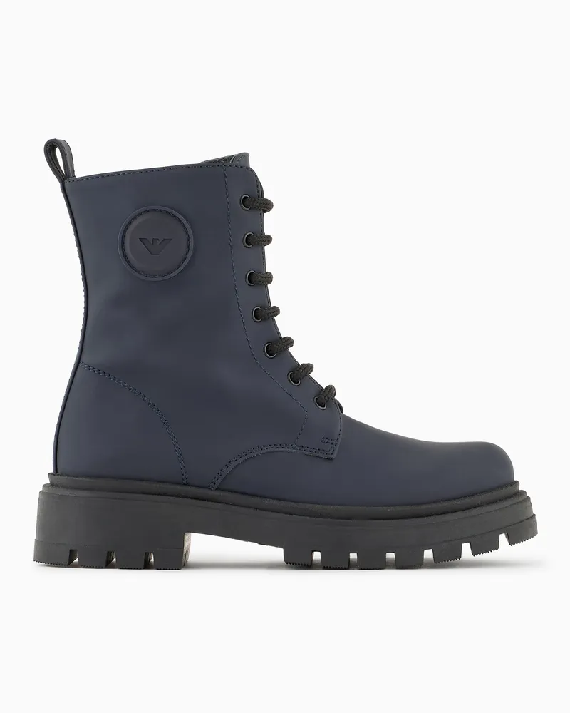 Emporio Armani Schnür-Stiefeletten aus Gummi Marineblau