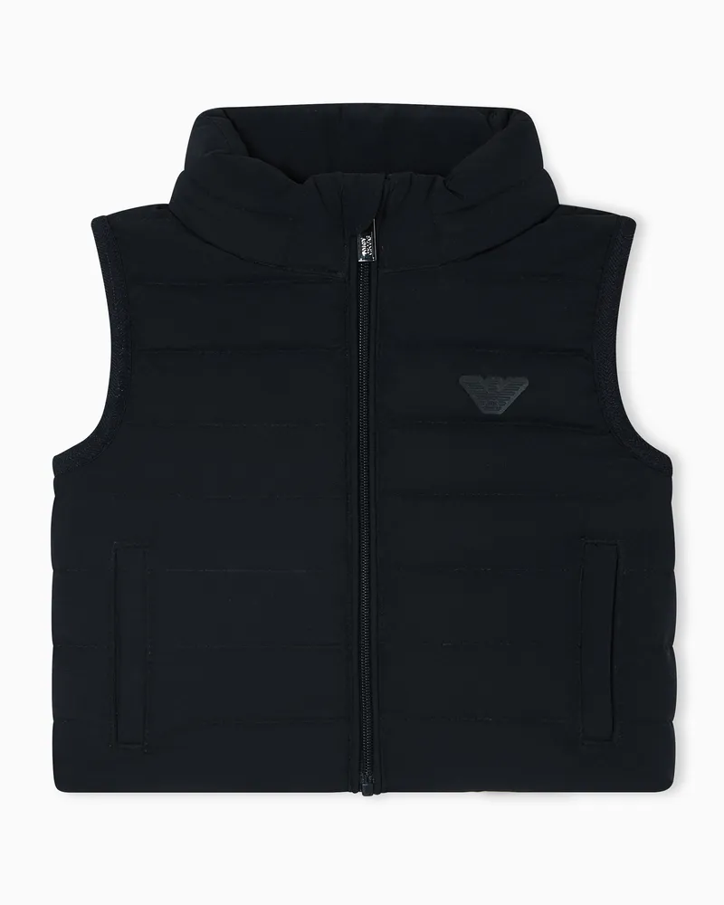 Emporio Armani Ärmellose Nylon-Daunenjacke mit Reißverschluss und Logo-Patch Marineblau