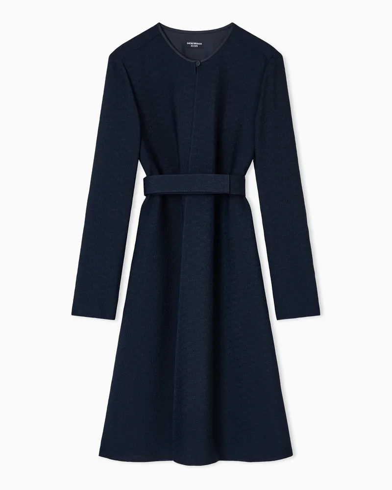 Emporio Armani Icon Kleid mit Gürtel, gefertigt aus fließendem Webmaterial Blau