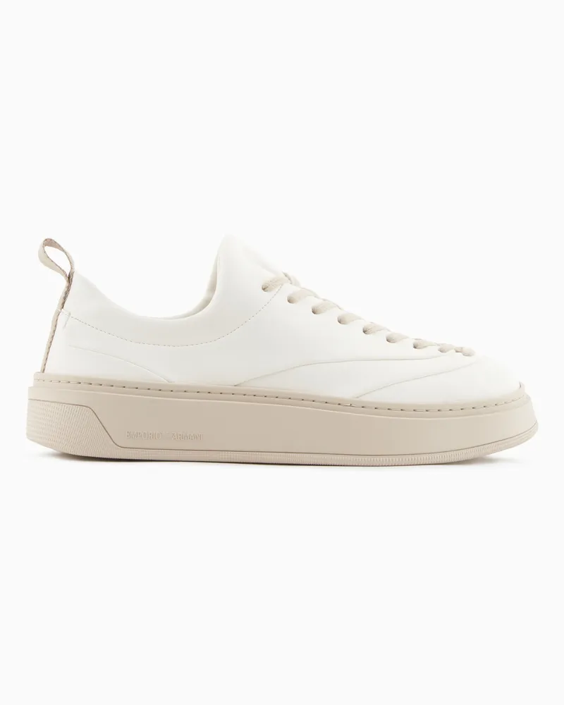 Emporio Armani Sneaker mit kontrastfarbenen Schnürsenkeln Weiß