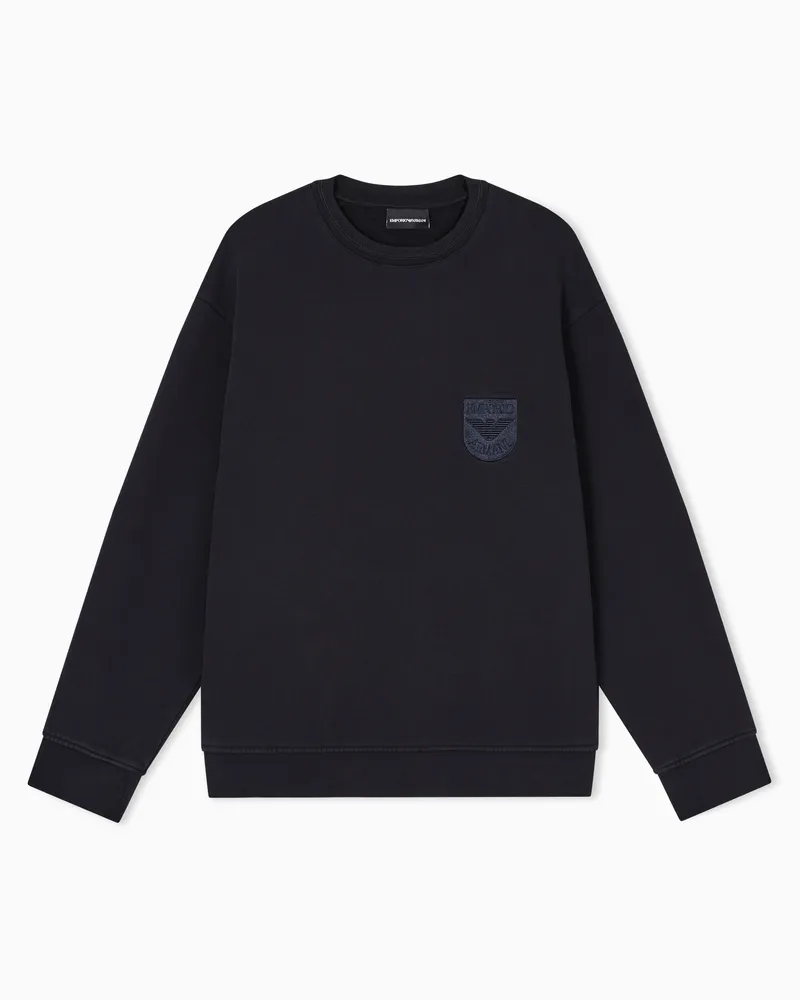 Emporio Armani Sweatshirt aus French-Terry-Jersey mit Wappen-Stickerei Marineblau