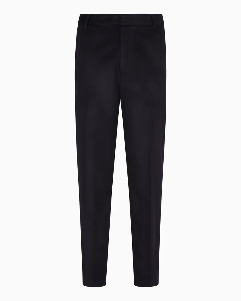 Emporio Armani Hose aus kompakter Schurwolle Marineblau
