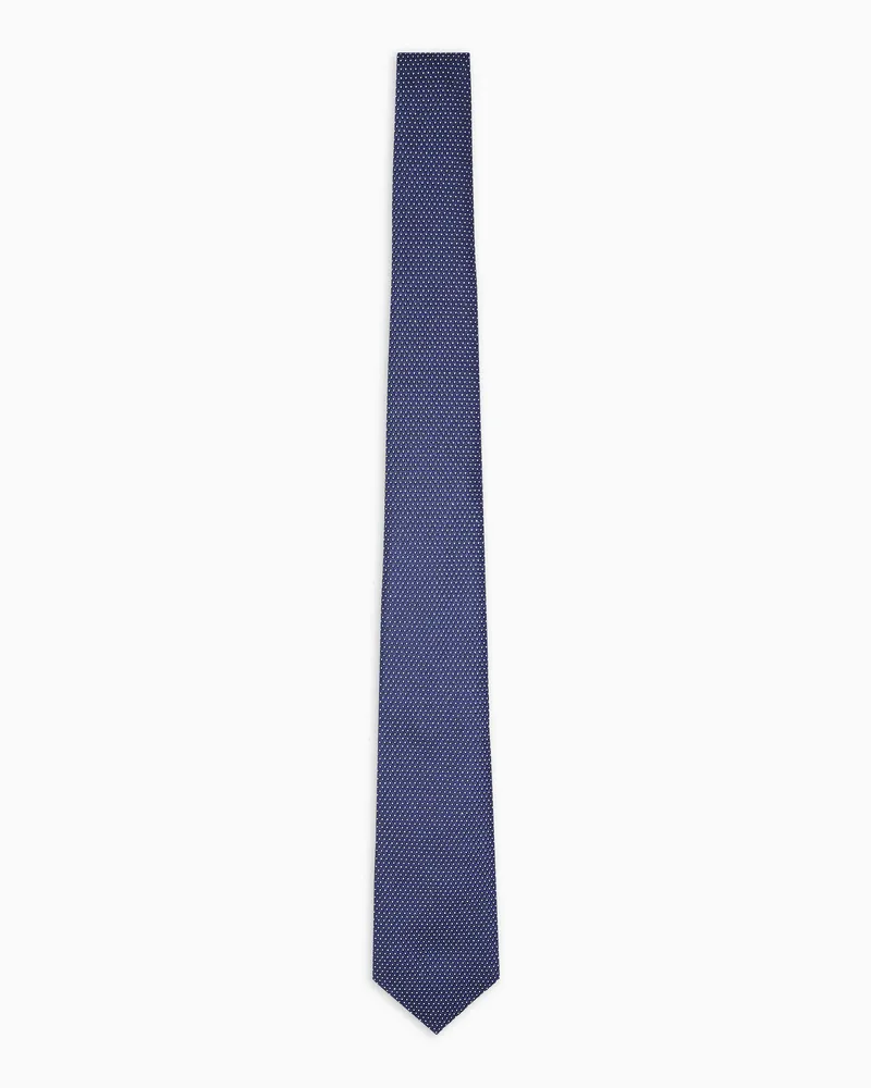 Emporio Armani Krawatte aus Seiden-Mischung mit optischem Mikromuster aus Jacquard-Stoff Marineblau